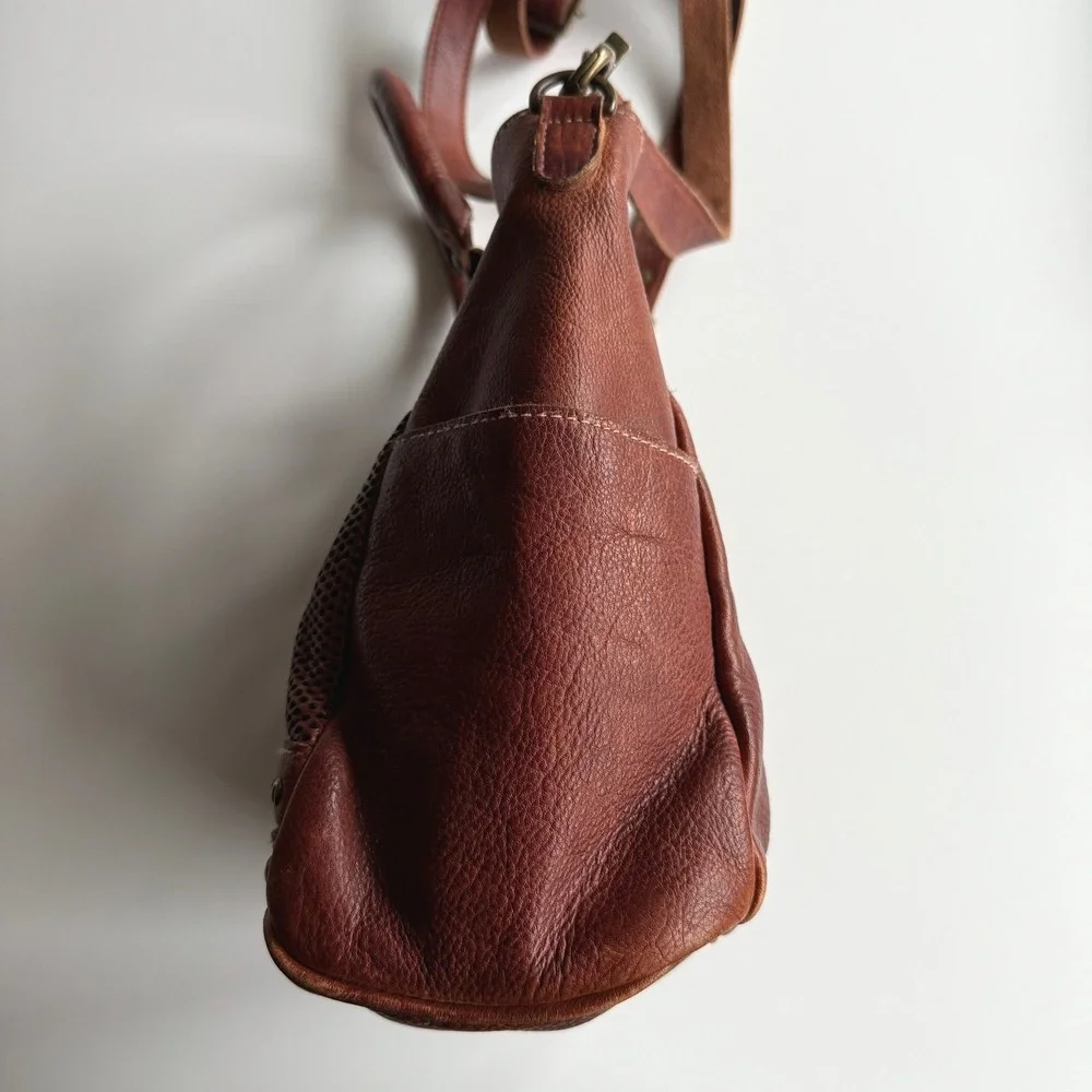 Amsterdam Heritage Caramel Leather Perforated Studded Top‎ Handle Shoulder Bag